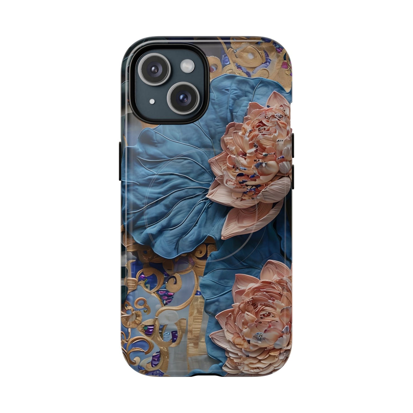 Peony Midnight Tapestry floral iPhone 15 MagSafe phone case with botanical peony design