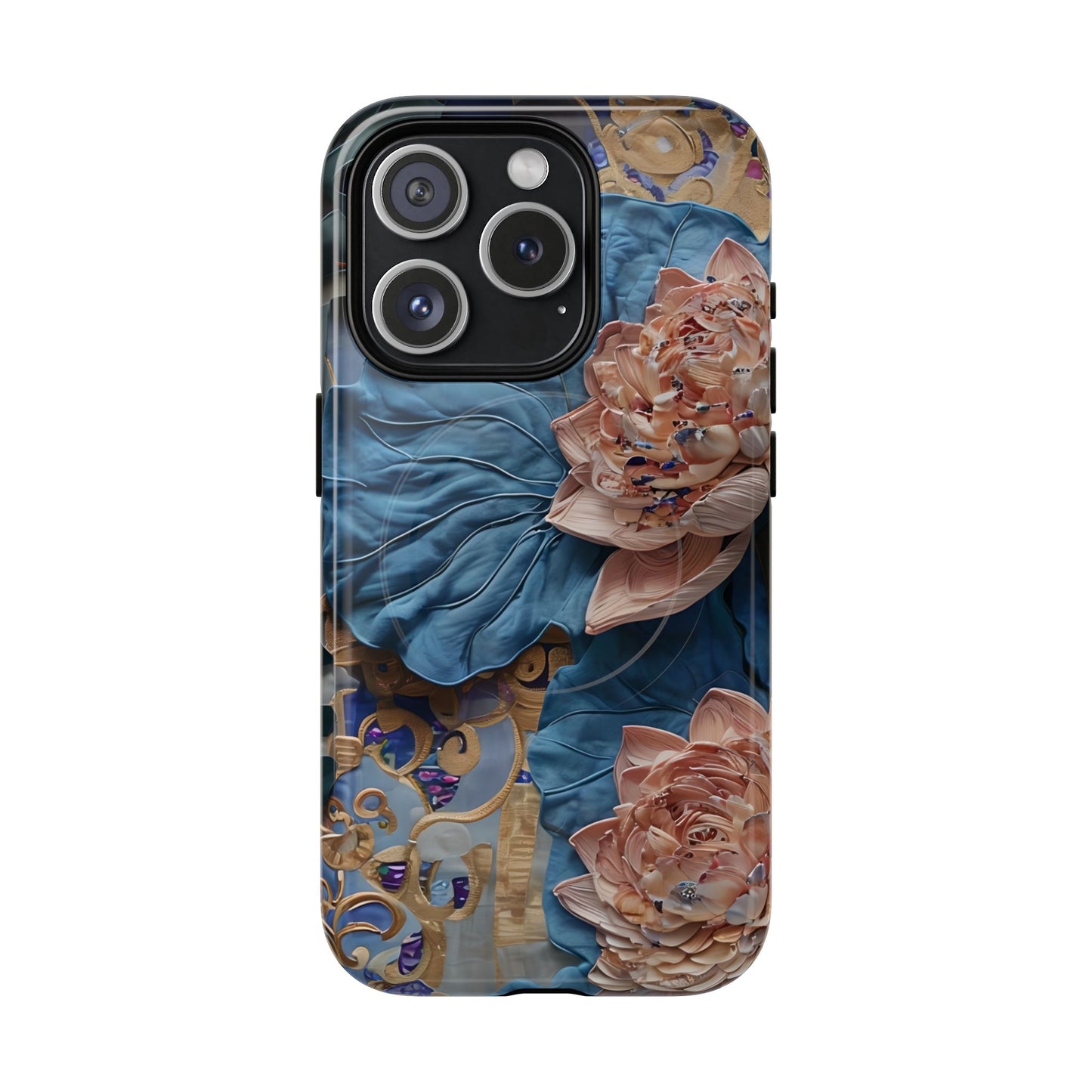 Peony Midnight Tapestry floral iPhone 15 Pro MagSafe phone case with botanical peony design