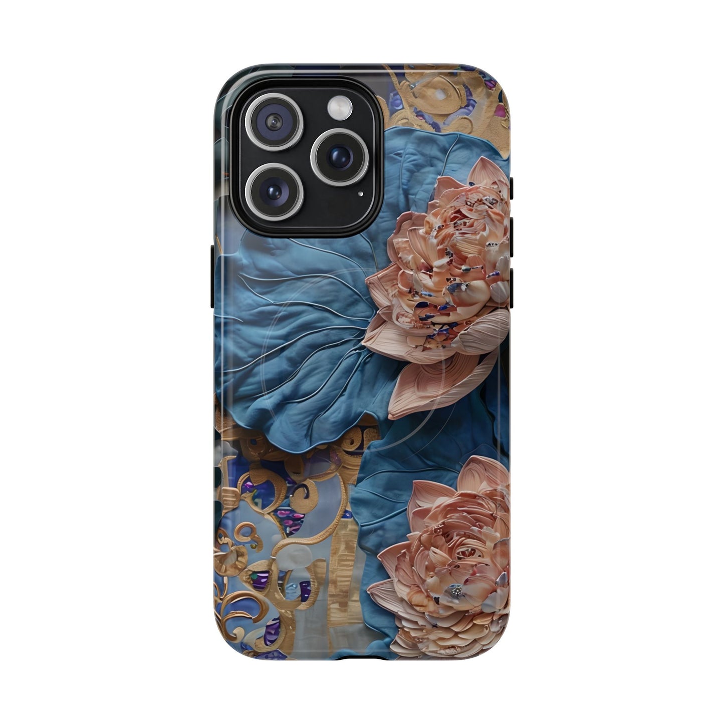 Peony Midnight Tapestry floral iPhone 15 Pro Max MagSafe phone case with botanical peony design