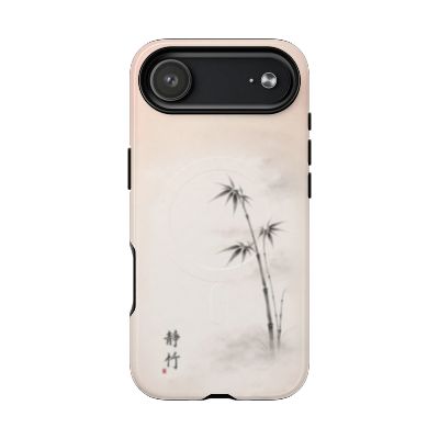 Still Bamboo iPhone 17 Air case – minimalist Japanese bamboo design, soft neutral tones, slim protective phone case, calming zen-inspired artwork