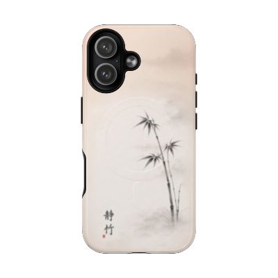 Still Bamboo iPhone 17 case – minimalist Japanese bamboo design, soft neutral tones, slim protective phone case, calming zen-inspired artwork