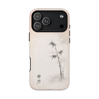 Still Bamboo iPhone 17 Pro Max case – minimalist bamboo illustration, lightweight slim phone case, soft neutral tones, aesthetic protective cover
