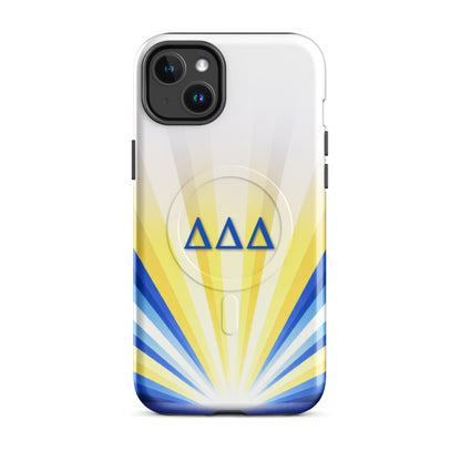 DDD sorority iPhone 14 Plus phone case – Tri Delta Radiant Sunburst design with MagSafe compatibility
