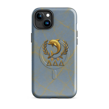 Tri Delta Dolphin and Pansies iPhone 15 Plus case - heirloom-quality Delta Delta Delta gift for bid day, big little reveals, graduation, and alumnae