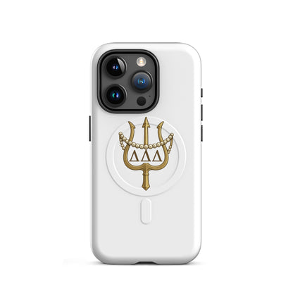 Tri Delta Trident and Pearls iPhone 15 Pro case - timeless DDD gift for bid day, big little reveals, graduation, and alumnae