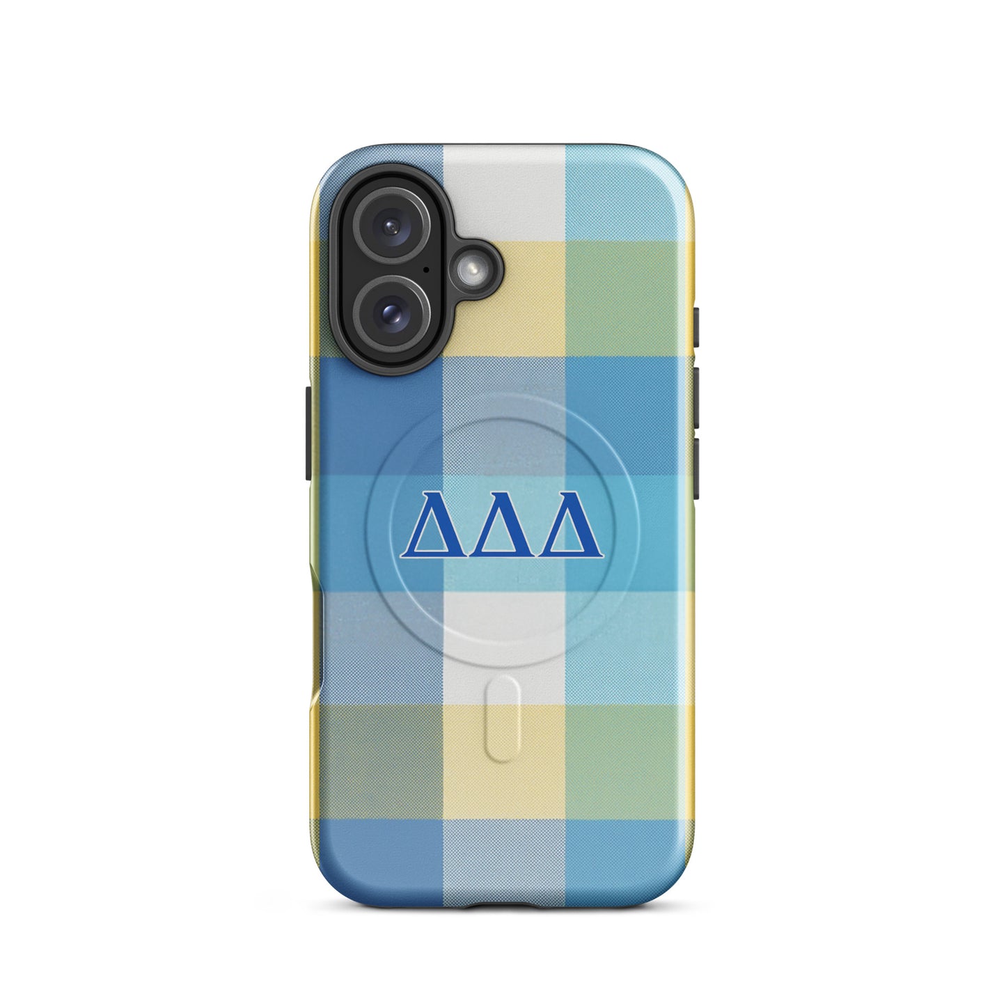 Tri Delta Plaid iPhone 16 case - vibrant Delta Delta Delta gift for bid day, big little reveals, recruitment, or graduation