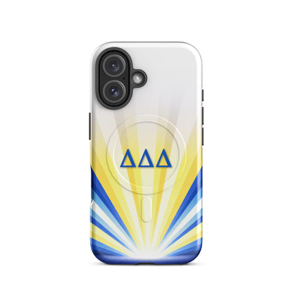 DDD sorority iPhone 16 phone case – Tri Delta Radiant Sunburst design with MagSafe compatibility