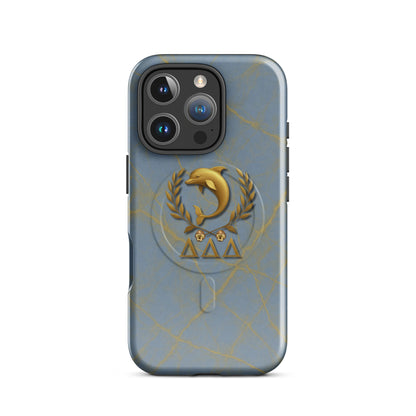 Tri Delt sorority iPhone 16 Pro MagSafe case with the golden dolphin crest and pansies - honoring the timeless traditions of Delta Delta Delta sisterhood