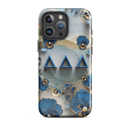 Tri Delta Origami Pansy iPhone 16 Pro Max case - modern DDD gift for bid day, big little reveals, graduation, and alumnae