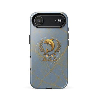 Tri Delt sorority iPhone 17 Air MagSafe case with the golden dolphin crest and pansies - honoring the timeless traditions of Delta Delta Delta sisterhood