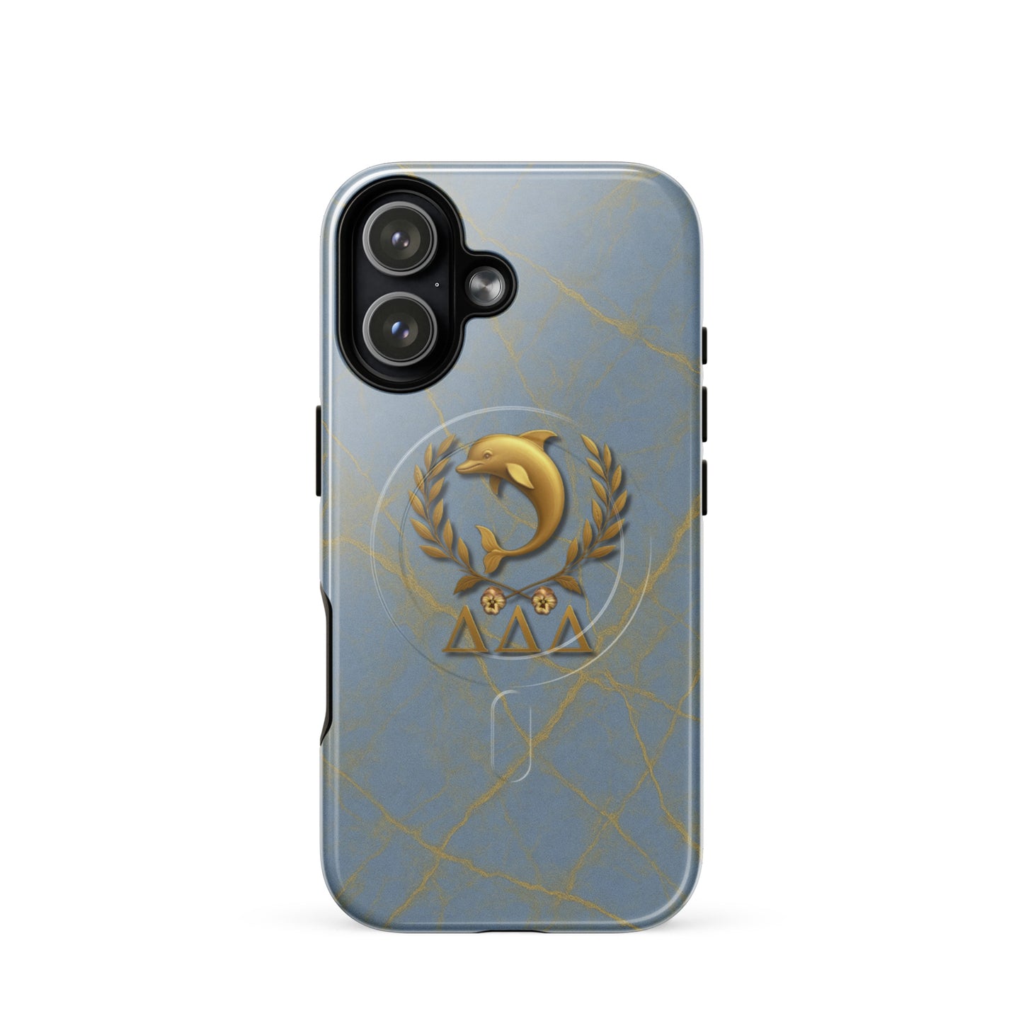 Tri Delta Dolphin and Pansies iPhone 17 case - heirloom-quality Delta Delta Delta gift for bid day, big little reveals, graduation, and alumnae