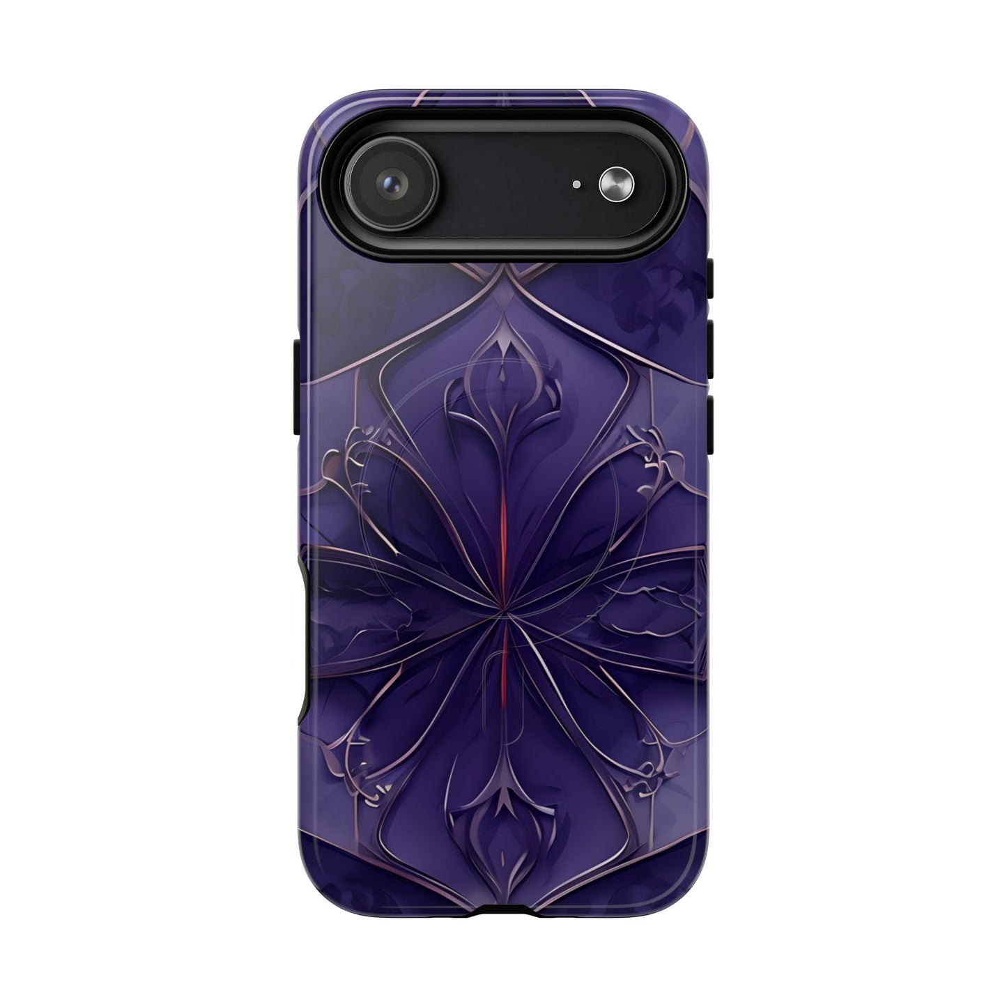 Violet Nebula iPhone 17 Air MagSafe case featuring a symmetrical abstract pattern in deep purple and violet tones with subtle glowing accents.