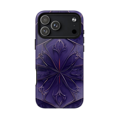 Violet Nebula iPhone 17 Pro Max MagSafe case featuring a symmetrical abstract pattern in deep purple and violet tones with subtle glowing accents.