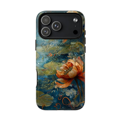 Waterlily floral iPhone 17 Pro Max MagSafe phone case with botanical water garden flower design