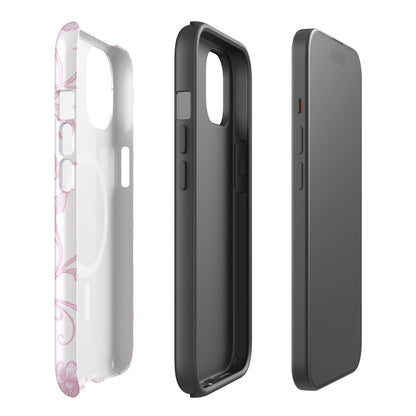 Zeta Tau Alpha floral toile iPhone case protective dual layers on white background
